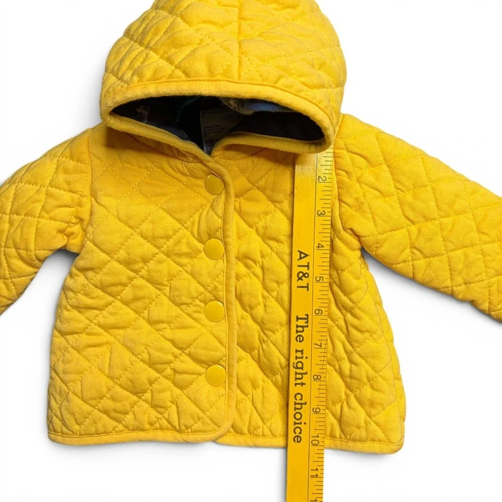 Wanderling Baby 0-3M Reversible Quilted Hooded Jacket Yellow Blue Floral FA22